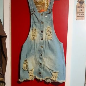 Denim overall dress